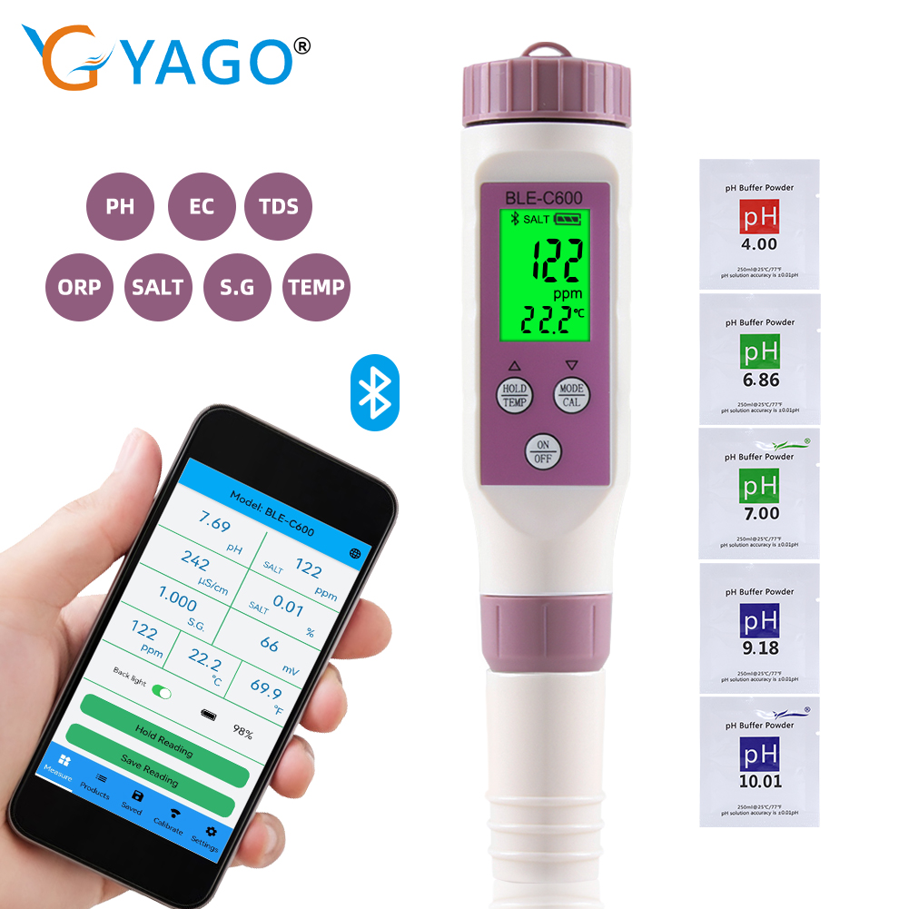 Ph Up Down Solution - Misuratore ORP/EC/Salinità/SG/Temp/PH/TDS Misuratore PH digitale Analizzatore